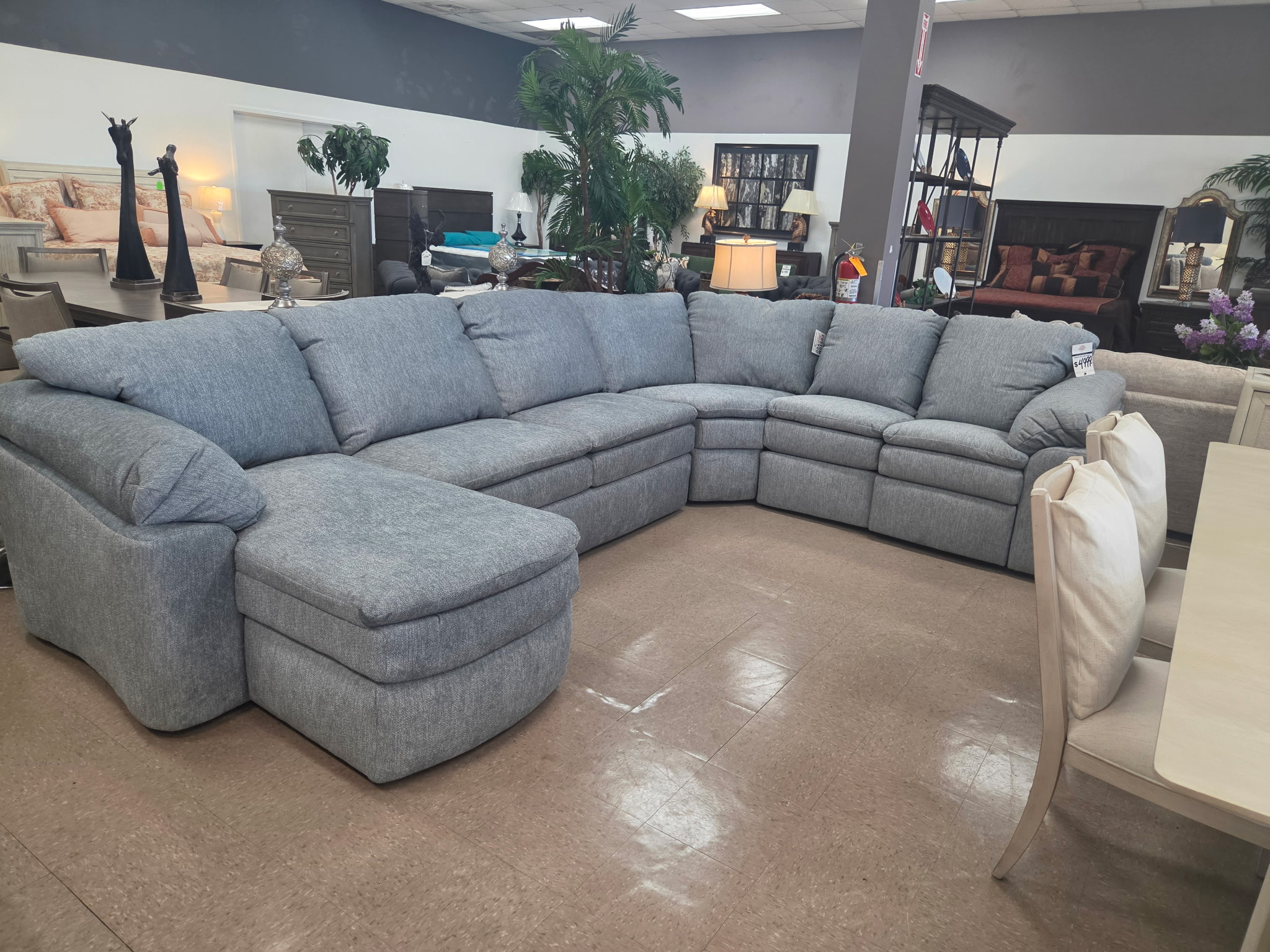 Large gray sectional sofa with chaise at The Furniture Source